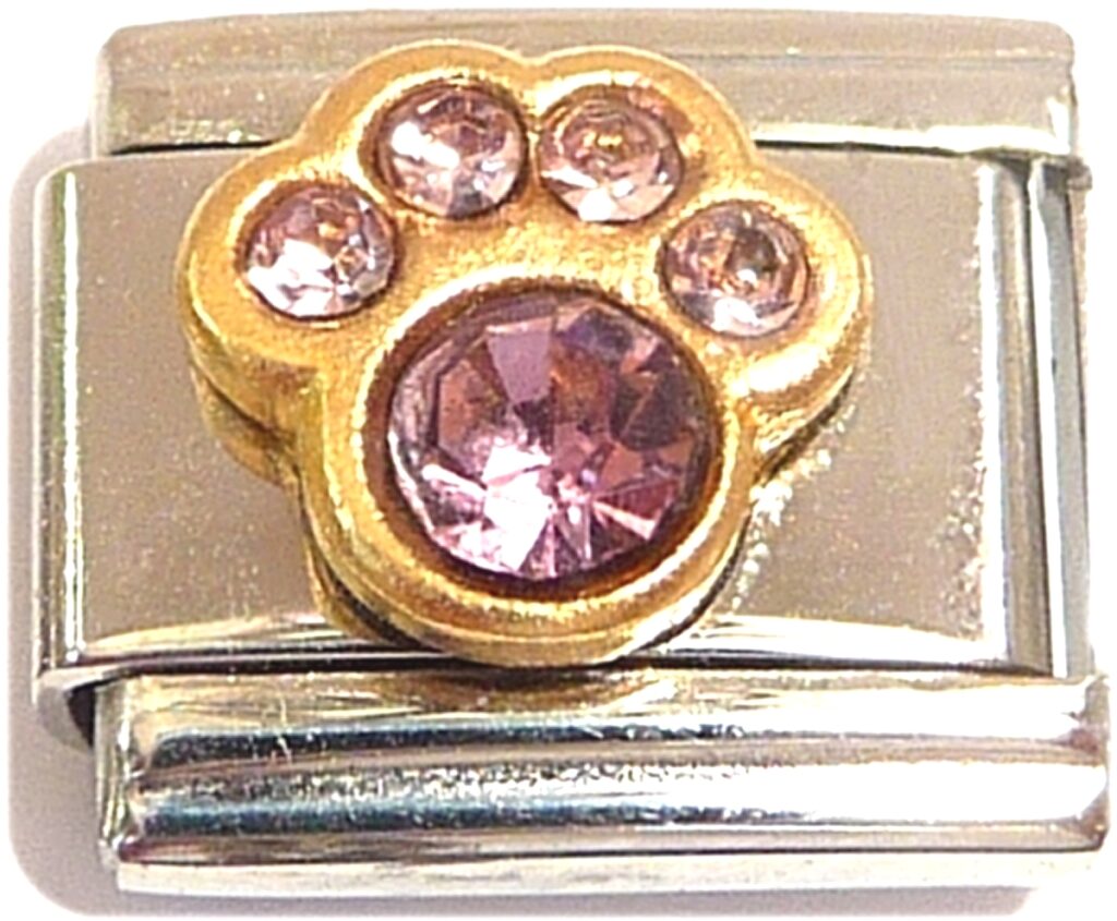 Lt. Amethyst (June) Paw Print Birthstone Italian Charm Affordable Charms