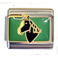 Black Horse on Green Italian Charm image