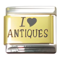 I (heart) Antiques Gold Laser Italian Charm image