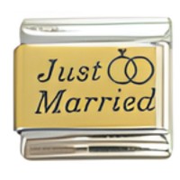 Just Married Gold Laser Italian Charm image