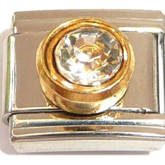 Diamond (April) CZ Stone Italian Charm