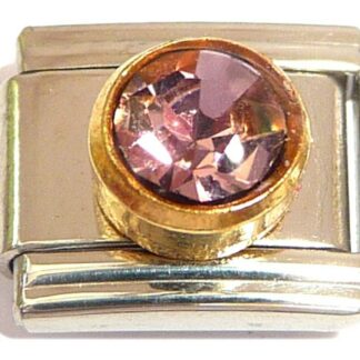 Lt. Amethyst (June) CZ Stone Italian Charm