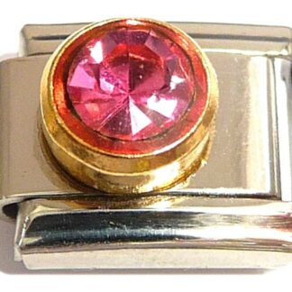 Pink Tourmaline (Oct.) CZ Stone Italian Charm