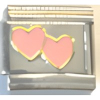 Double Hearts Pink Italian Charm image