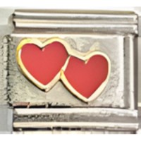 Double Hearts Red Italian Charm image (1)