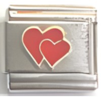 Double Hearts Red Italian Charm image