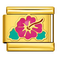 Hibiscus Flower Gold Italian Charm