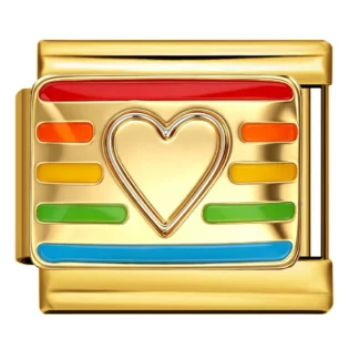 Pride Heart Gold Italian Charm