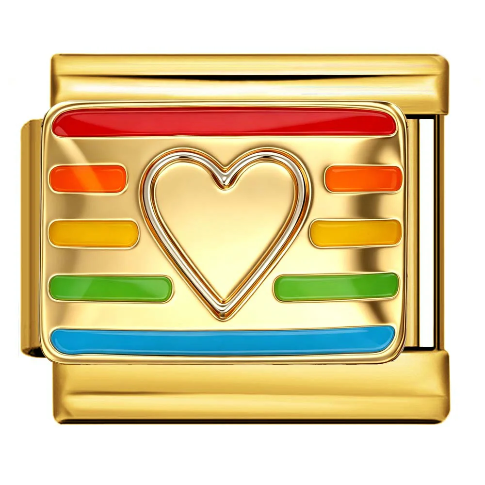 Pride Heart Gold Italian Charm