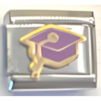 Graduation Cap Purple Italian Charm image