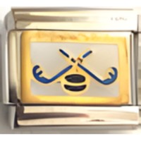 Hockey Sticks and Puck Italian Charm image