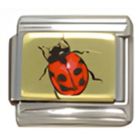 Ladybug on Gold Italian Charm image
