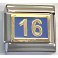 Number 16 Blue Italian Charm image