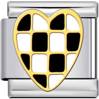 Checkered Heart Italian Charm