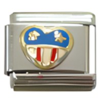 USA Heart Flag Italian Charm image (1)
