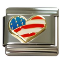 USA Heart Flag Italian Charm image