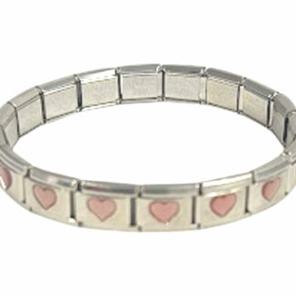 9mm 14 link Pink Hearts Base Bracelet-1
