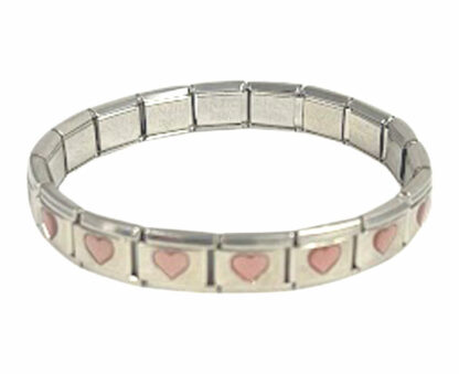 9mm 14 link Pink Hearts Base Bracelet-1