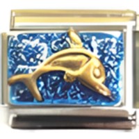 Dolphin on Blue Italian Charm image