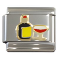 Wine Bottle with Glass Italian Charm image