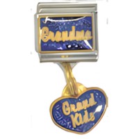 Grandma Grandkids Glitter Blue Dangle Italian Charm image