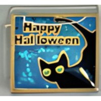Happy Halloween Black Cat Italian Charm image
