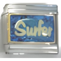 Surfer Glitter Blue Italian Charm image
