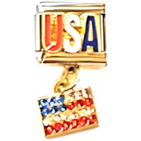 USA with Dangle Flag Italian Charm image