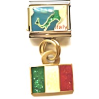 Italy Map with Dangle Flag Italian Charm image