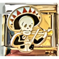 Skeleton Playing Fiddle Italian Charm image