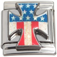 Iron Cross Symbol USA Theme Italian Charm