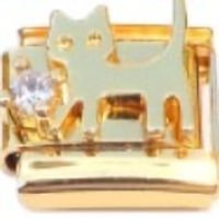 CZ Cat Gold Italian Charm