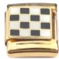 Checkered Racing Flag on Gold Italian Charm