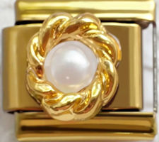Pearl Round Gold Italian Charm