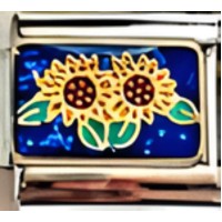 Sunflowers on Glitter Blue Italian Charm image