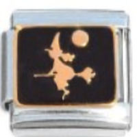 Witch on Broom Italian Charm