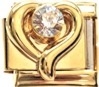 Bling Heart Gold Italian Charm