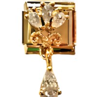 Clear CZ Dangle Gold Italian Charm image