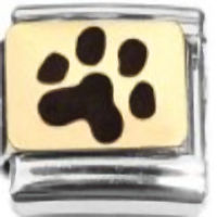 Paw Black on Gold Italian Charm