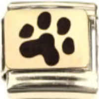 Black Paw Print Gold Italian Charm