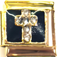 CZ Cross on Black Gold Italian Charm image