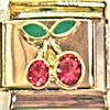 Bling Cherries Gold Italian Charm
