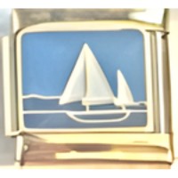 Sailboat on Gold Link Italian Charm image