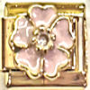 Pink Flower with Bling Gold Italian Charm