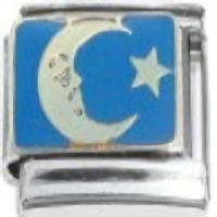 Moon and Star on Blue Italian Charm