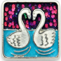 Swan Scene on Glitter Italian Charm