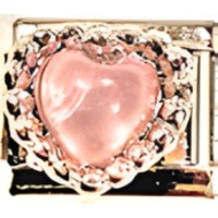 Pink Stone Heart Italian Charm image
