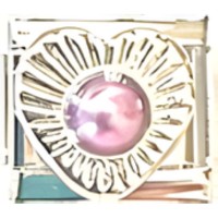 Silver Heart with Purple Pearl Italian Charm image