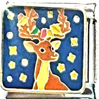 Stag Deer on Blue Italian Charm