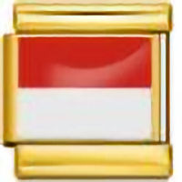Indonesian Flag on Gold Link Italian Charm